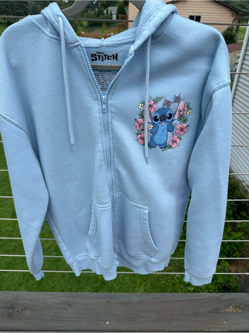 Disney Light Blue Stitch Zip-Up Hoodie